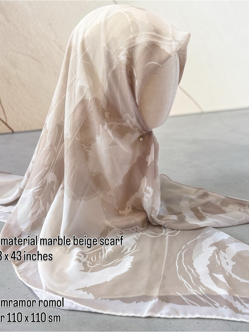 Beige Marble Scarf - Elegant Neutral Hijab